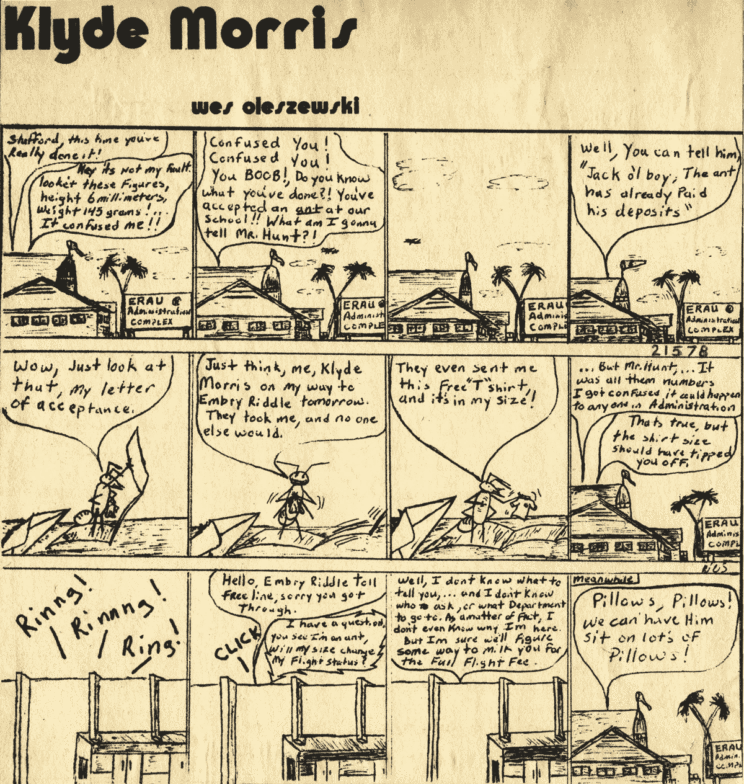 The first Klyde Morris comic strip, published in 1978.