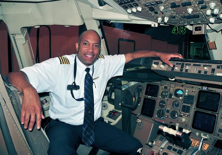 Keith Baskett in airplane cockpit