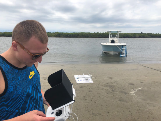 Kyle Zier, a senior majoring in interdisciplinary studies, used a drone to collect data on the changing Indian River Lagoon ecosystem.