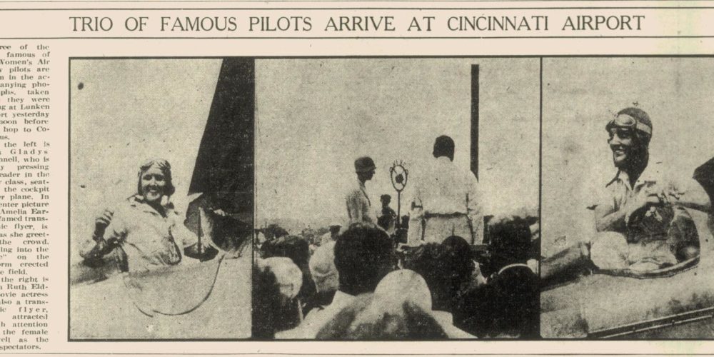 Newspaper clipping from the Women's Air Derby at Lunken Field