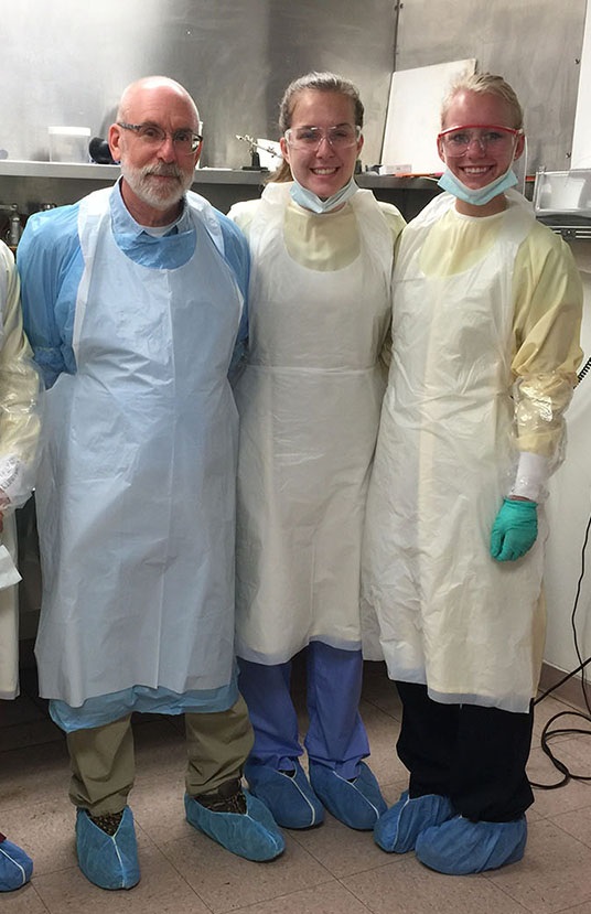 Prescott Campus students intern during the 2015 summer term at Dr. Robert Kurtzman’s private forensic pathology practice in Grand Junction, Colo. The office and Kurtzman have since moved. From left: Kurtzman, Danica Murphy and Rebecca Long.