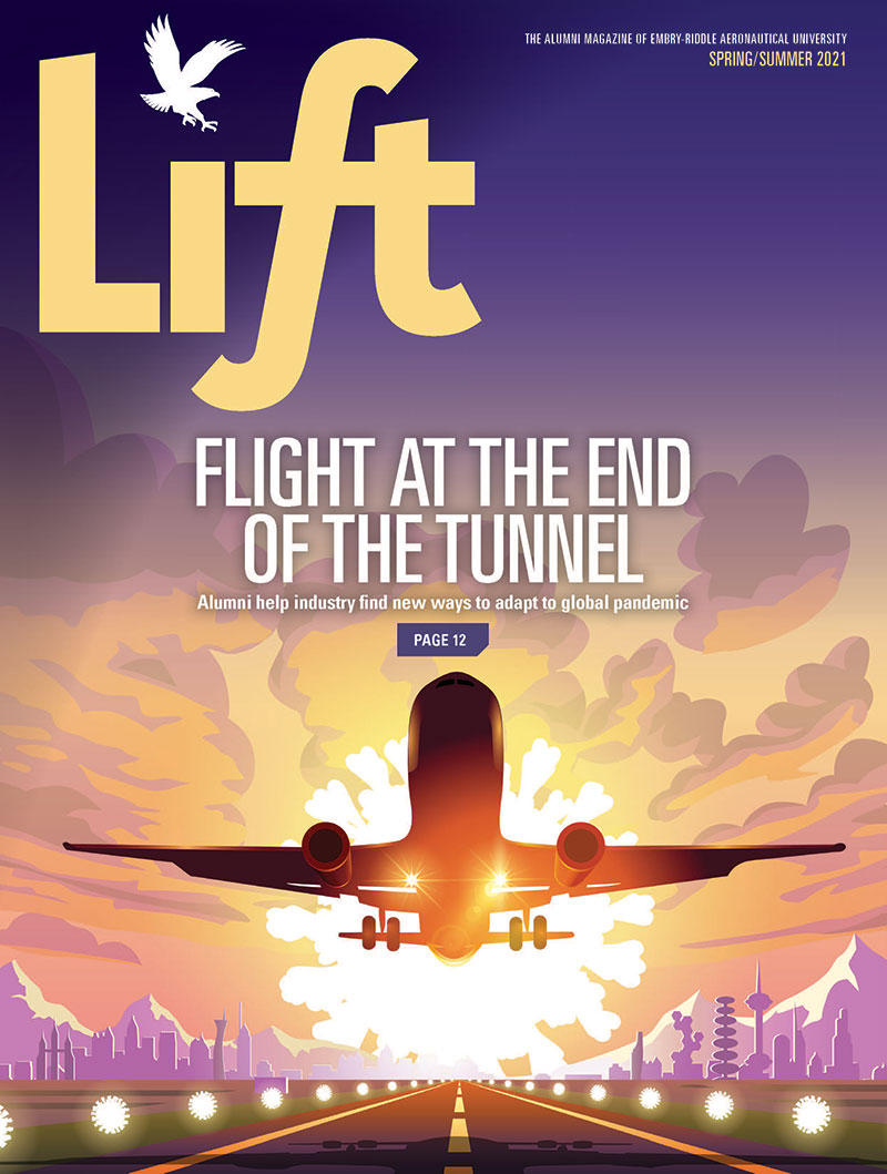 Lift Magazine cover illustration showing an airplane taking off