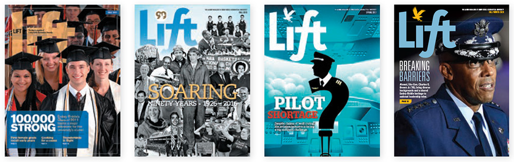 Collage of covers of Lift Magazine