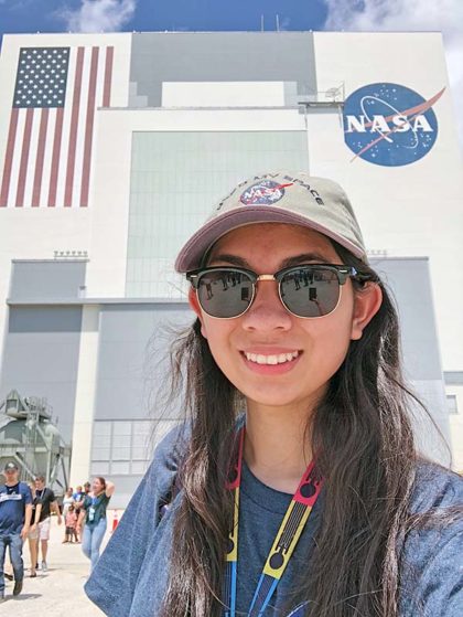 Elena outside of a NASA facility