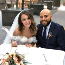 Oswaldo Maitas and his wife at their wedding